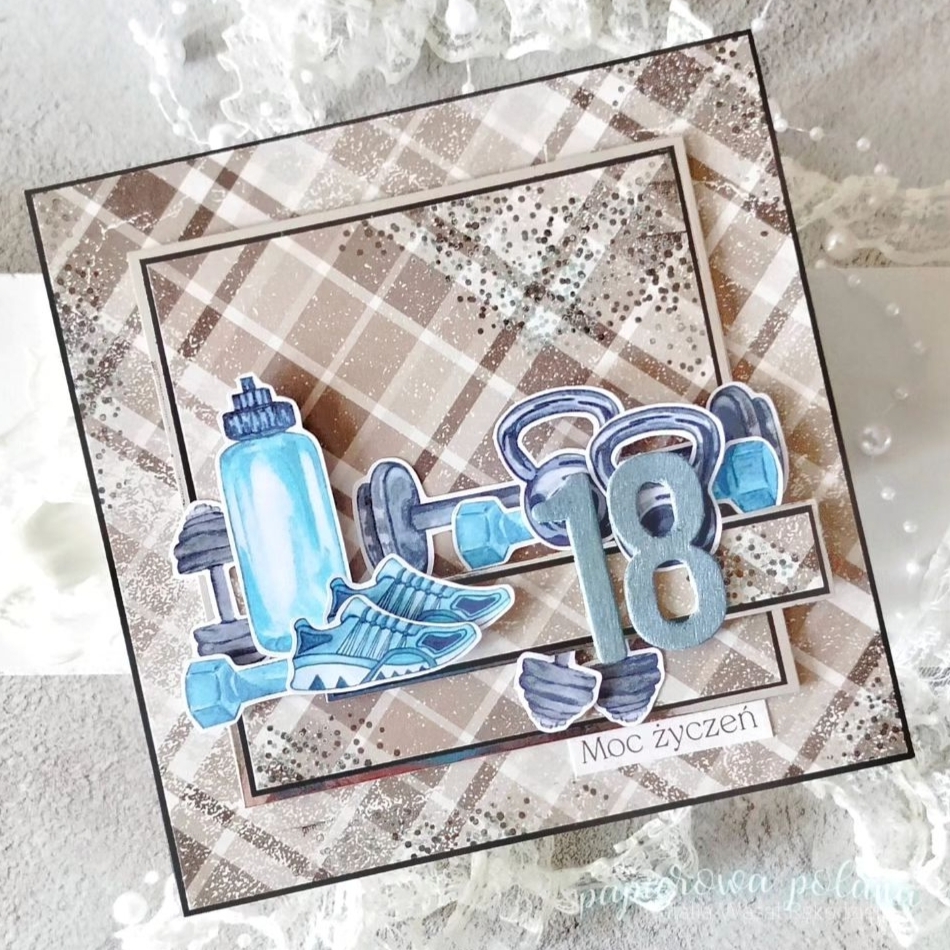 kartka urodzinowa dla chłopaka na 18 lat osiemnaste urodziny do koperty siłownia cyfra