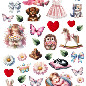 Kolekcja papierów do scrapbookingu A4 Meadow Art. Dodatki do wycinania